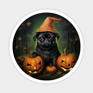 Black Pug Halloween Magnet